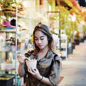 F21 Khaki Silk Shirt